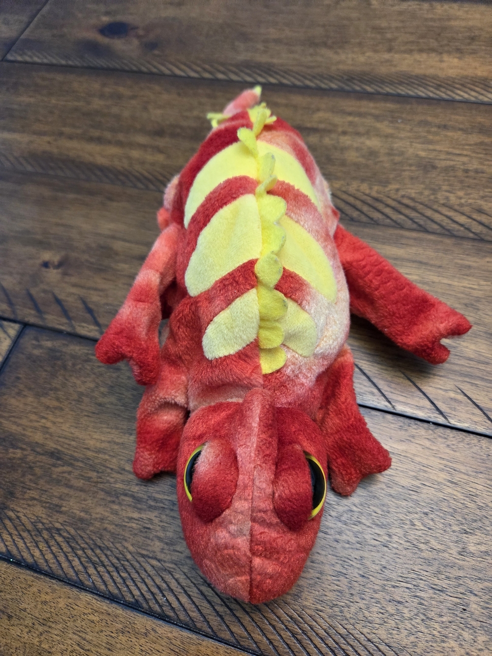 Caltoy Red Yellow Orange Gecko Iguana Lizard Plush Hand Puppet 10” In
